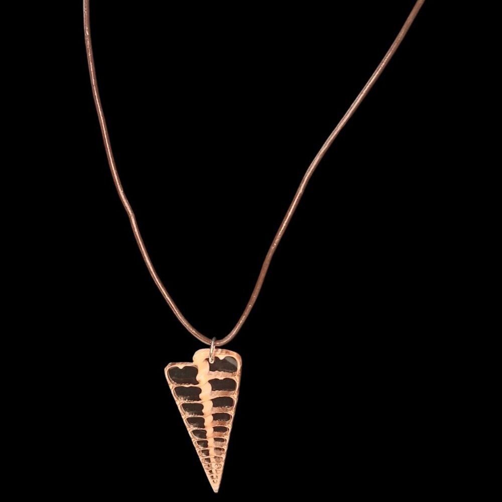 Center Cut Telescopium Shell Pendant Necklace Resin Filled Brown Natural